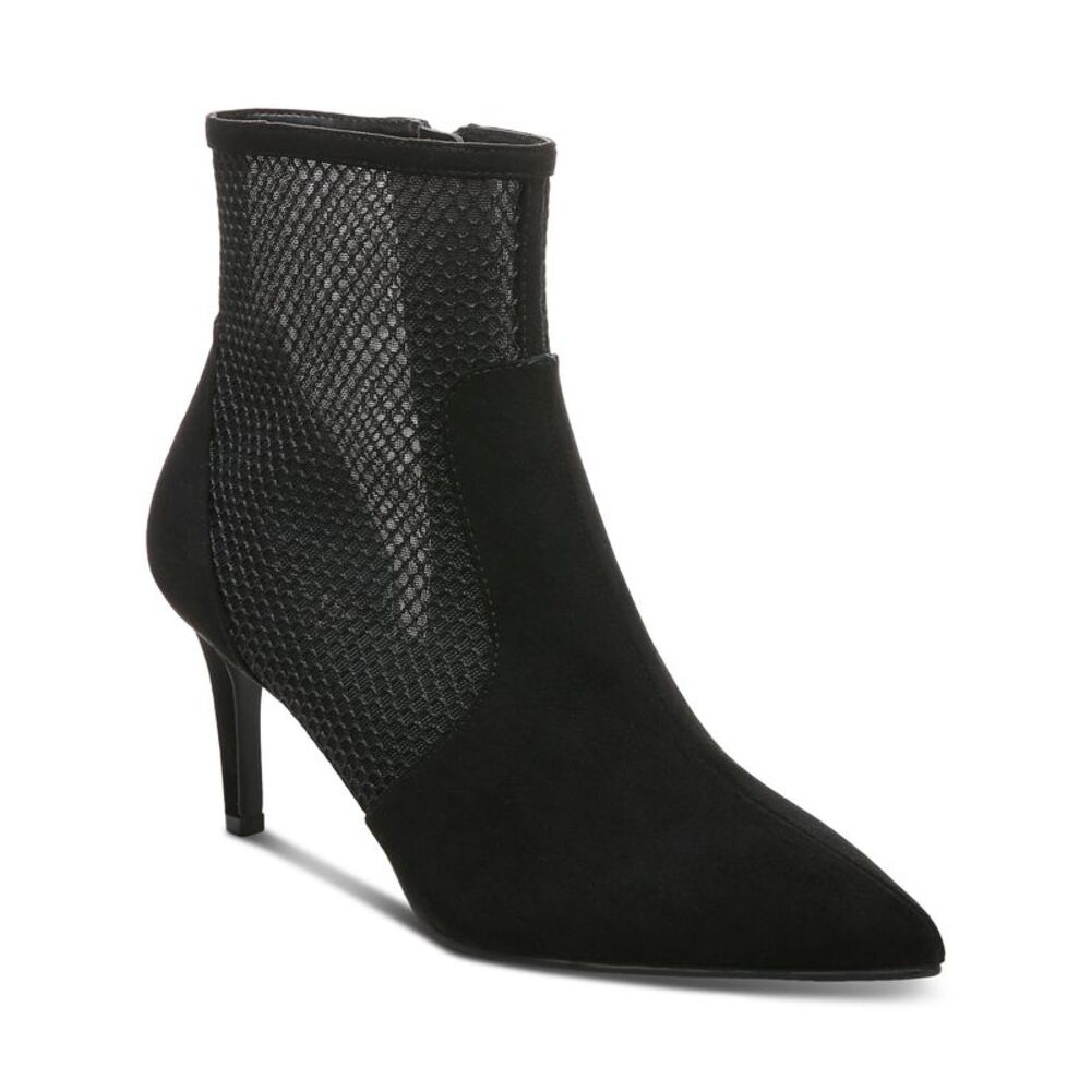 ALFANI Womens Black Mesh Jamari Pointed Toe Stiletto Zip-Up Dress Boots 8.5 M